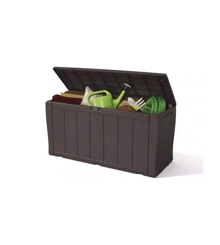 BAULE DA ESTERNO KETER "SHERWOOD" IN RESINA MARRONE EFFETTO LEGNO 270 LT 117X45X58 CM